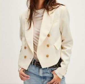 NWOT - Free People - Betty Double-Breasted Blazer - Size M - Cream